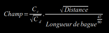 formule du champ couvert en fonction de la distance